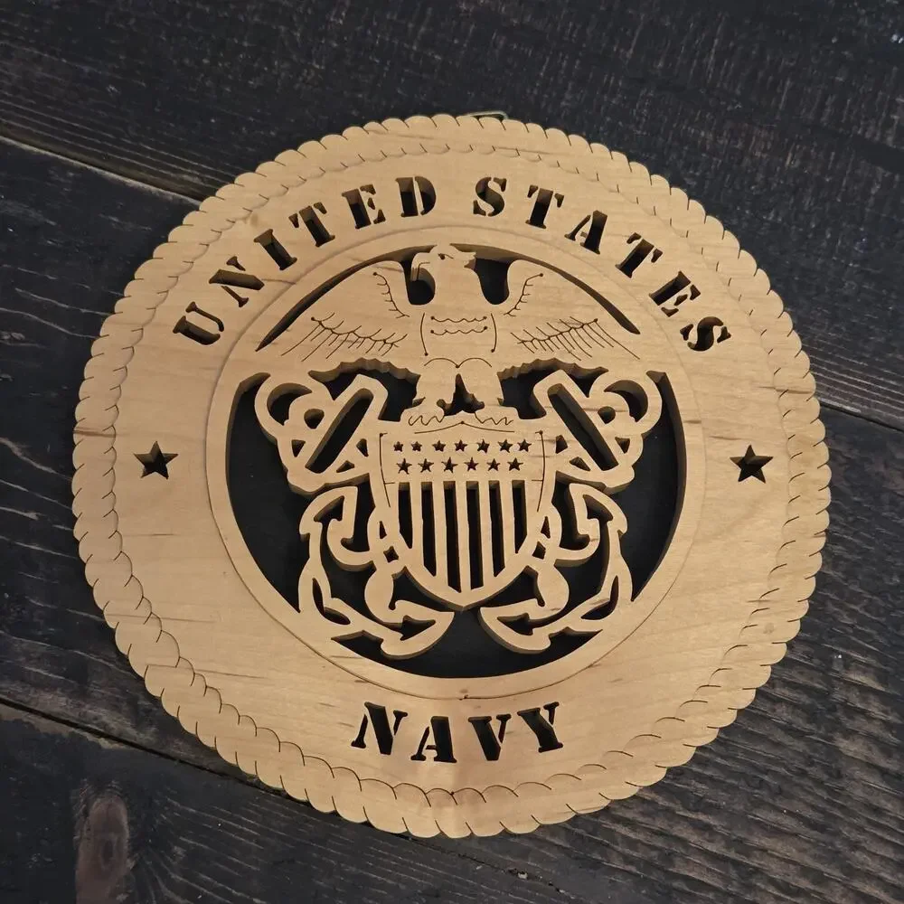 United States Navy Military Wooden Wall Tribute Laser Cut Gift Excellent Cond